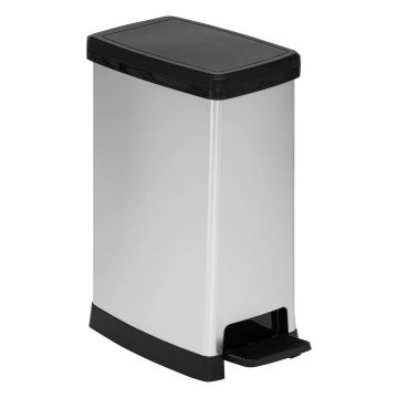 PATTUMIERA PEDALE MOD SLIM 40LT IN METALLO/PP ARGENTO 39X23,5CM H 59CM