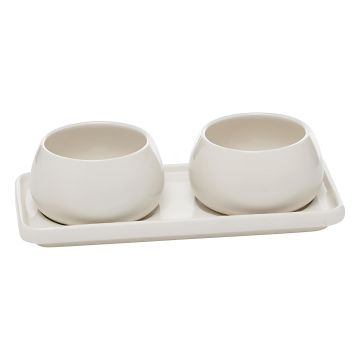 SET APERITIVO NORA 3PZ IN CERAMICA BIANCA