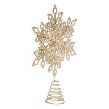 PUNTALE PER ALBERO IN METALLO DORATO CON FIOCCO DI NEVE 20X4CM H 30CM