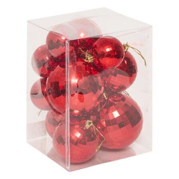 SET 14 SFERE IN PLASTICA DIAM. 6/8/10CM ROSSE EFFETTO DISCOTECA