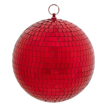 SFERA IN VETRO ROSSO LUCIDO DIAM. 20CM EFFETTO DISCOTECA 