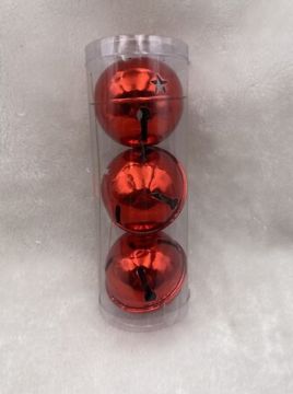 SET 3 SONAGLI IN METALLO ROSSO LUCIDO D 8CM