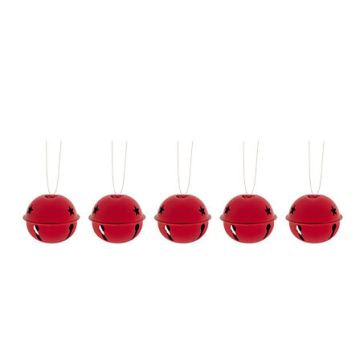 SET 5 SONAGLI IN METALLO ROSSO LUCIDO  D 5CM