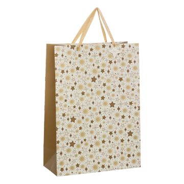 BORSA DI CARTA GRANDE CON DECORO STELLE DORATE 33.1X15CM H 46CM
