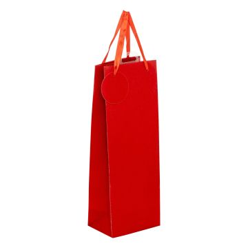 BORSA DI CARTA PER BOTTIGLIA ROSSA GLITTERATA 12.7X9CM H 35.5CM