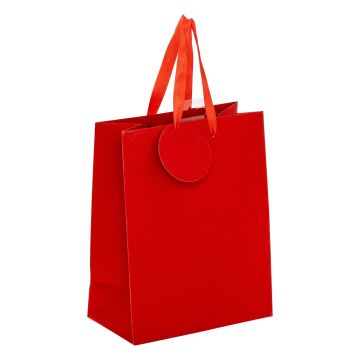 BORSA DI CARTA PICCOLA ROSSA GLITTERATA 18X10CM H 23CM