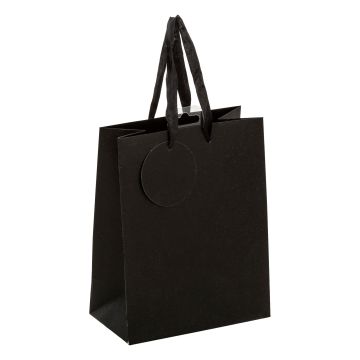BORSA DI CARTA PICCOLA NERA GLITTERATA 18X10CM H 23CM