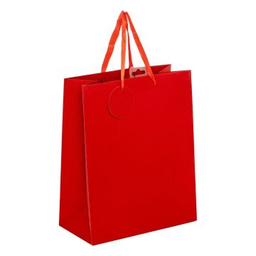 BORSA DI CARTA MEDIA ROSSA GLITTERATA 26.7X13.7CM H 33CM