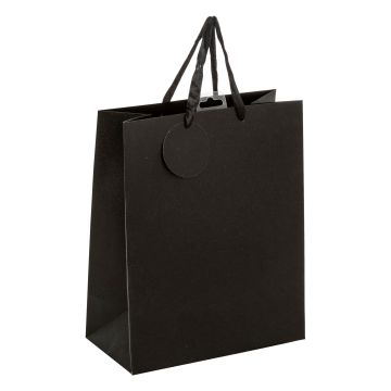 BORSA DI CARTA MEDIA NERA GLITTERATA 26.7X13.7CM H 33CM