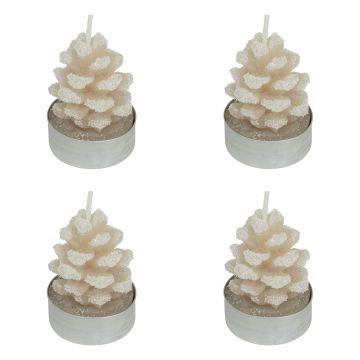 SET 4 TEALIGHT A FORMA DI PIGNA INNEVATI D 3.8CM H 5.2CM
