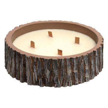 CANDELA PROFUMATA 350GR CON CORTECCIA IN CEMENTO D 30CM H 6CM