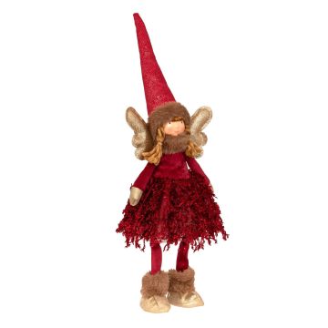 FATINA IN PIEDI CON LED A BATTERIA VESTE ROSSA 16X9 H. 50CM