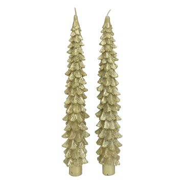 SET 2 CANDELE A FORMA DI ALBERO DORATO 2X25CM