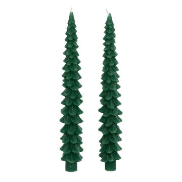 SET 2 CANDELE A FORMA DI ALBERO VERDE SCURO 2X25CM