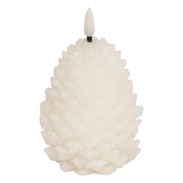 CANDELA A LED A FORMA DI PIGNA BIANCA A BATTERIA 8X13CM