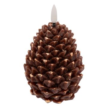 CANDELA A LED A FORMA DI PIGNA MARRONE A BATTERIA 8X13CM