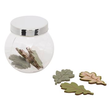 SET 9 PEZZI IN LEGNO A FORMA DI FOGLIA VERDE 7.5X5.5 H. 7.5CM 