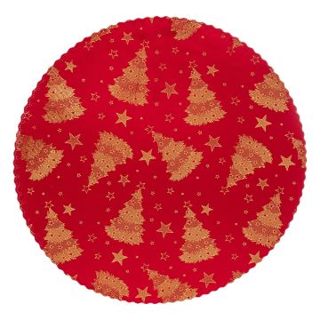 TOVAGLIETTA IN VELLUTO CON ALBERO DI NATALE ROSSA/ORO DIAM. 38CM