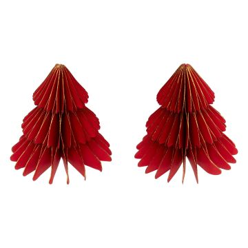 SET 2 SEGNAPOSTO ALBERO DI CARTA ROSSO/ORO DIAM. 6CM