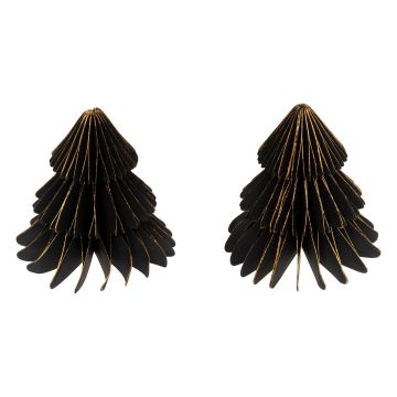 SET 2 SEGNAPOSTO ALBERO DI CARTA NERO/ORO DIAM. 6CM