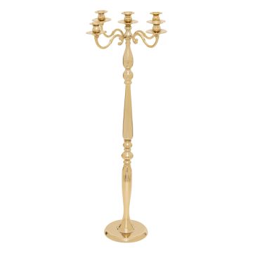 CANDELABRO 5 FUOCHI IN METALLO ORO LUCIDO 34.5X98CM