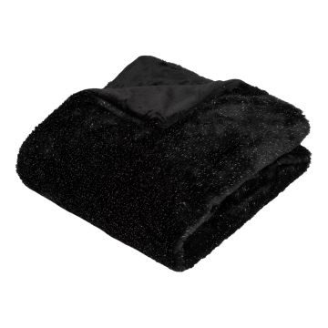 PLAID IN POLIESTERE NERO EFFETTO PELLICCIA 130X180CM CON GLITTER