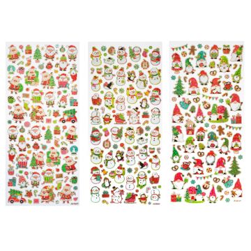 STICKER ADESIVI NATALIZI GNOMO/PUPAZZO/BABBO NATALE ASSORTITO