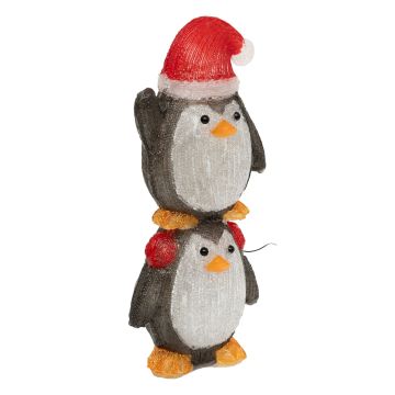 PINGUINI 50 LED BIANCO FREDDO CON PANNELLO SOLARE 22X16.5 H. 49CM