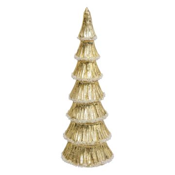 ALBERO IN VETRO LUMINOSO A BATTERIA ORO 10.7X32CM
