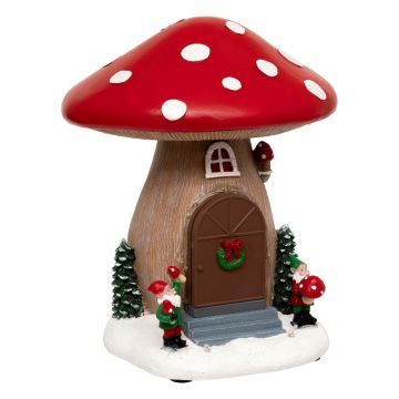 VILLAGGIO CASA FUNGO MUSICALE CON LED/MOVIMENTO A BATTERIA 18X17.2 H. 21CM