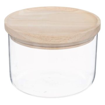 BARATTOLO IN VETRO HERMET CON TAPPO IN LEGNO 0.65LT