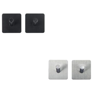 SET 2 APPENDINI ADESIVI STIKY IN ACCIAIO INOX 4.5X4.5CM ASSORTITO