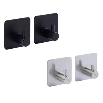 SET 2 APPENDINI ADESIVI STIKY CON GANCIO IN ACCIAIO INOX 4.5X4.5CM ASSORTITO