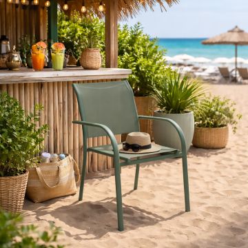 SEDIA DA ESTERNO MOD. PIAZZA VERDE ALLORO E TEXTILENE VERDE ALLORO