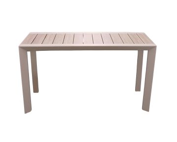 CONSOLLE MOD. EVASION CM 129.5X43 H.75 ALLUMINIO ARGILLA E PIANO EFFETTO LEGNO LINO