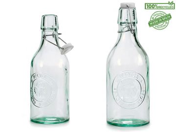 BOTTIGLIA LARGA IN VETRO RICICLATO 900ML CON TAPPO