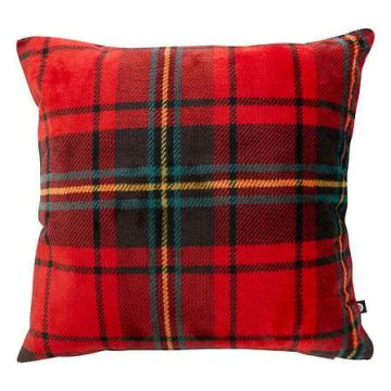 CUSCINO A QUADRETTI ROSSO/NERO IN FLANELLA 40X40CM