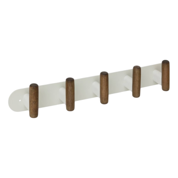 APPENDIABITI DA MURO MOD. CASSIE 5 POSTI CM 40X5.2 IN METALLO BEIGE E LEGNO 