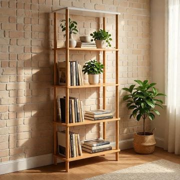 SCAFFALE MOD. COMO CM 60X29.5 H. 141.5 IN MDF EFFETTO LEGNO NATURALE SCAFFALE MOD. COMO CM 60X29.5 H. 141.5 IN MDF EFFETTO LEGNO NATURALE
