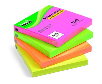 LEBEZ - BLOCCHETTO MEMO 100 FOGLI 7.5X7.5 NEON ASSORTITO