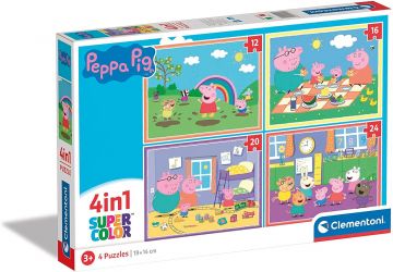 CLEMENTONI SUPERCOLOR - PUZZLE 4 IN 1 PEPPA PIG