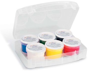 ASTUCCIO 6 BARATTOLI TEMPERA DITA ML.100 COLORI ASSORTITI