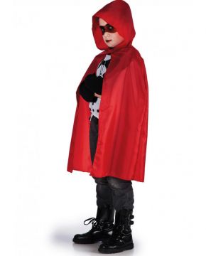 MANTELLO ROSSO CON CAPPUCCIO IN TAFFETA' PER BAMBINI
