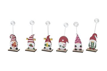 SEGNA POSTO IN LEGNO CON FIGURA NATALIZIA H. 14CM ASSORTITO