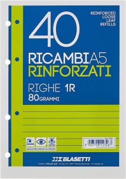 RICAMBI RIFORZANTI A5 80GR 40FF RIGHE 1rigo ASSORTITO