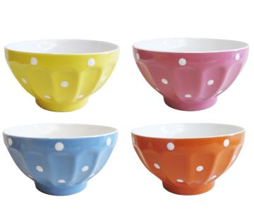 SCODELLA A POIS IN CERAMICA DIAM. 16CM 650ML ASSORTITO