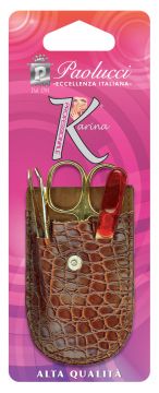 SET MANICURE IN ASTUCCIO CON LIMETTA/PINZETTA E FORBICI DORATE - LINEA KARINA