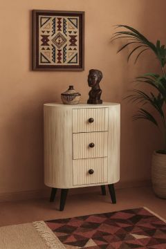 CASSETTIERA MOD. CAPSULA CM 60X35 H.80 LACCATO BIANCO EFFETTO ANTICO