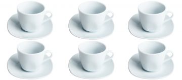 SET 6 TAZZINE DA CAFFE' SAMBA QUADRO CON PIATTINO BIANCO