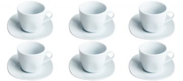 SET 6 PEZZI TAZZINE DA CAFFÈ SAMBA QUADRO CON PIATTINO BIANCO